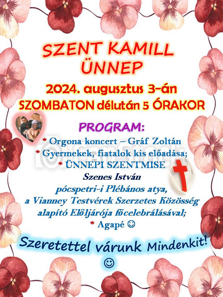 szent kamill unnep2024